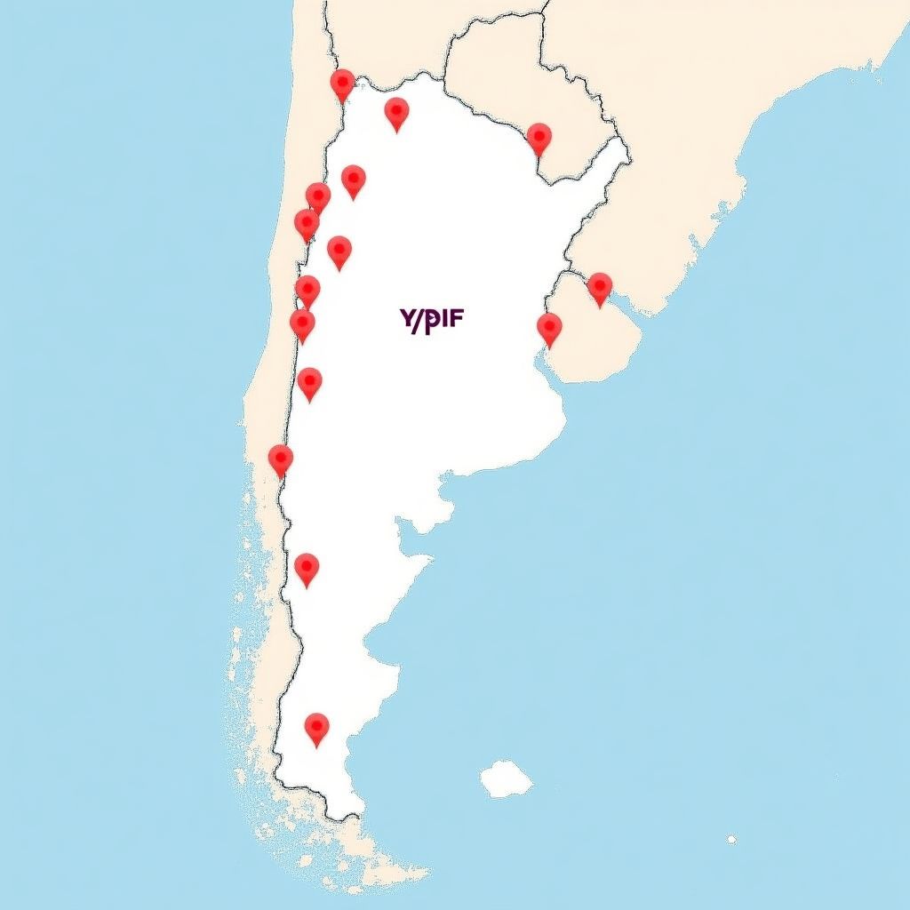 Mapa de estaciones YPF en Argentina